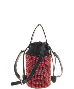 Bold Rhinestone Pave Bucket Shape Bag 6620 RED/